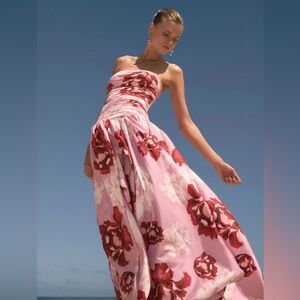 Aje Behold maxi dress pink/red floral